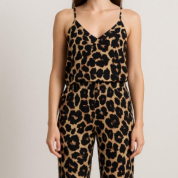 Women's Leopard Print Matching Set – Cami Top & Wide Leg Pants Size: M - Picture 2 of 9